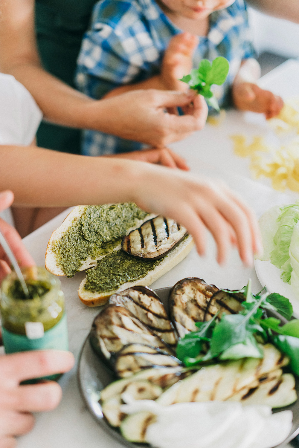 Grilled eggplant, mozzarella & pesto sandwich — Delicious & Sons