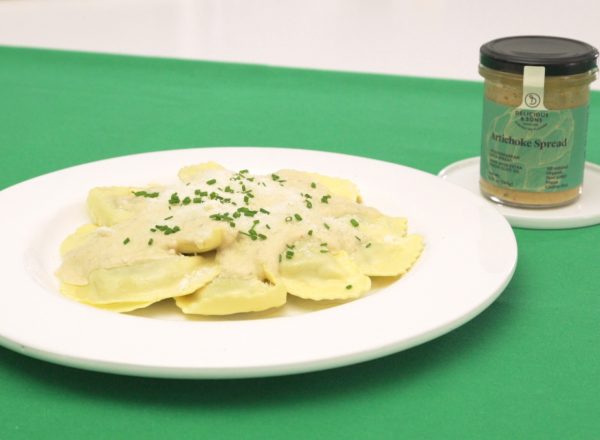 imagen receta pasta con salsa de alcachofas de delicious & sons