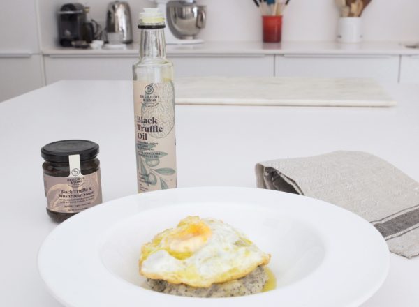 egg with potatoes and truffle recipe image by delicious & sons