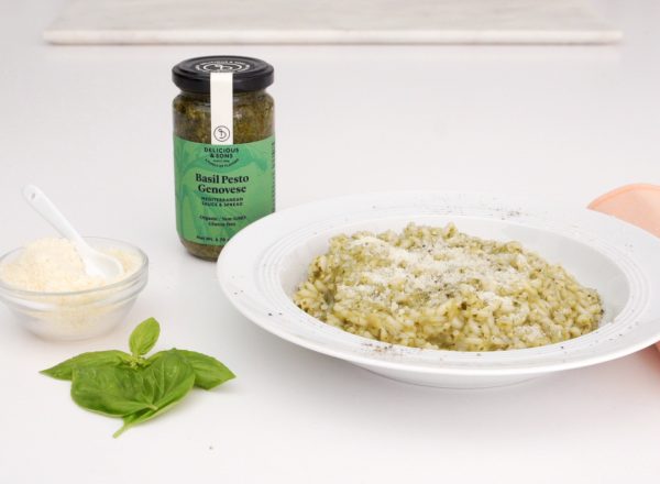 pesto risotto recipe image by delicious and sons