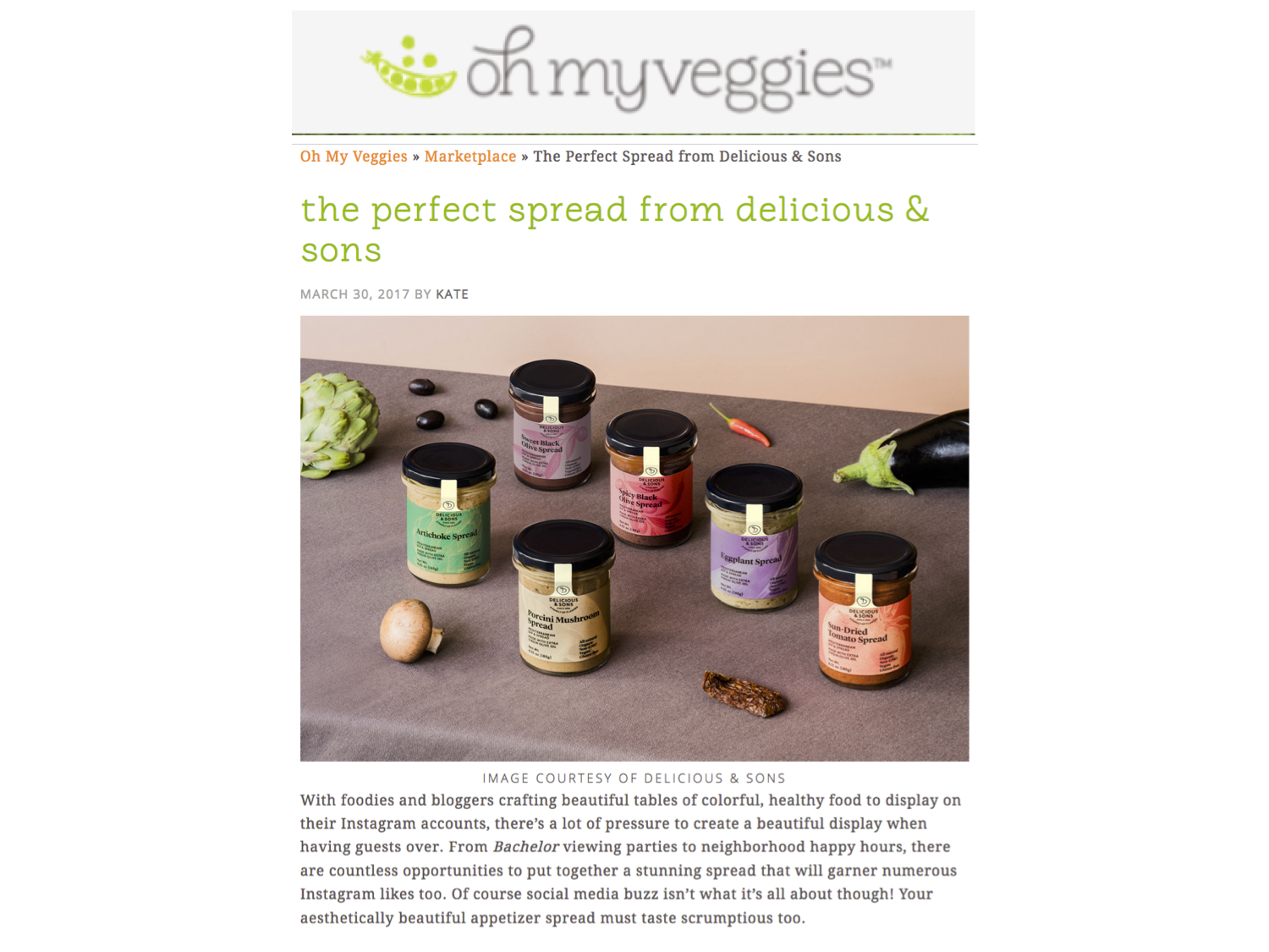 Oh my veggies, the perfect spread from Delicious & Sons