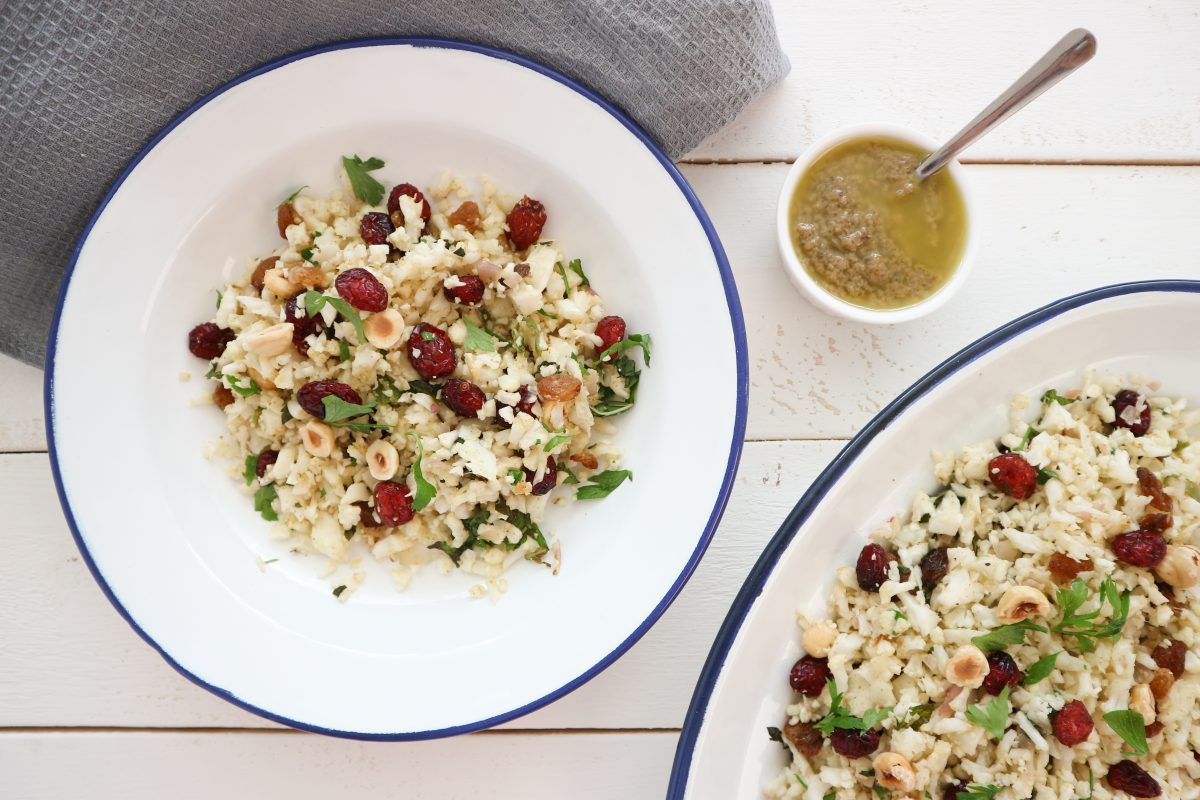 Warm Cauliflower Salad with Eggplant Dressing by Cristina Ferrer