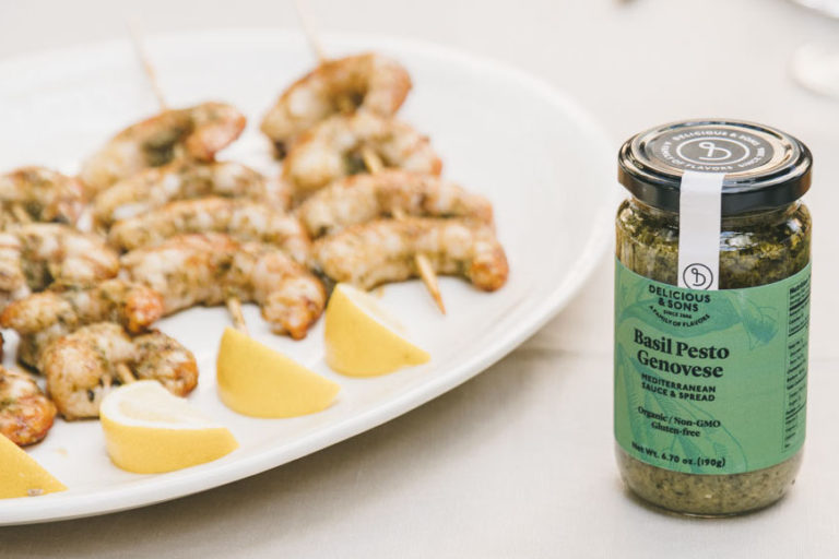 Private: Shrimp Skewers with Basil Pesto Genovese — Delicious & Sons