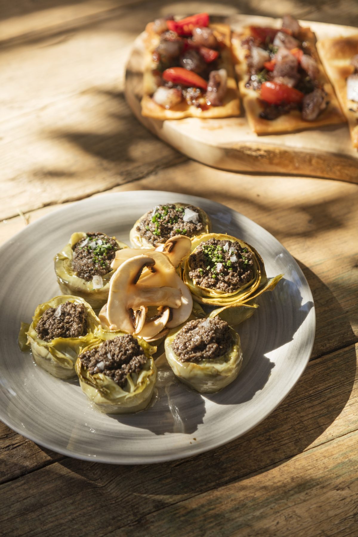 Poached Artichoke Hearts Stuffed with Black Truffle & Mushroom Sauce — Delicious & Sons