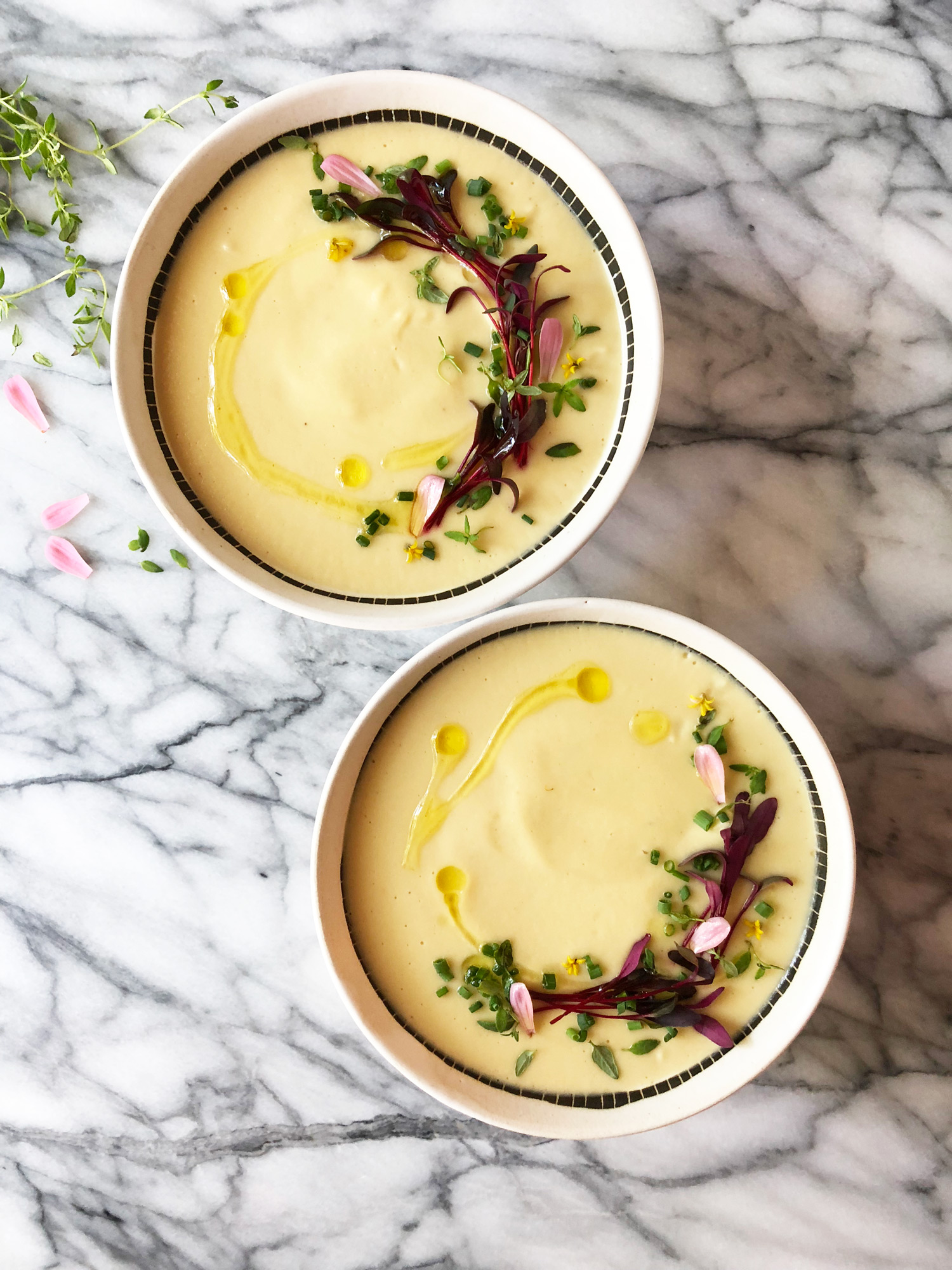 Creamy Cauliflower Soup with Black Truffle Oil by Marisa Ford