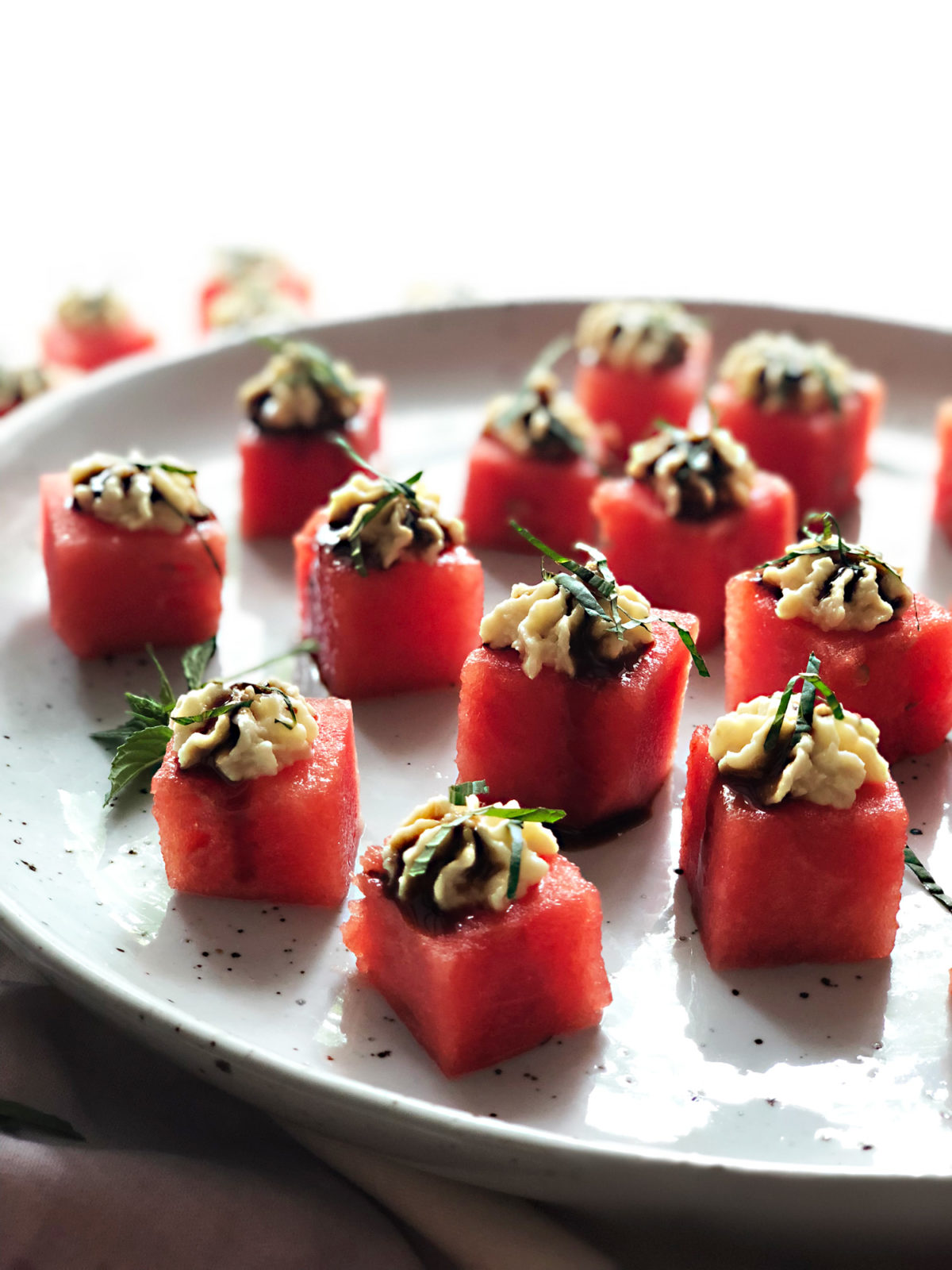 Watermelon Bites & White Truffle Glaze by Marisa Ford — Delicious & Sons