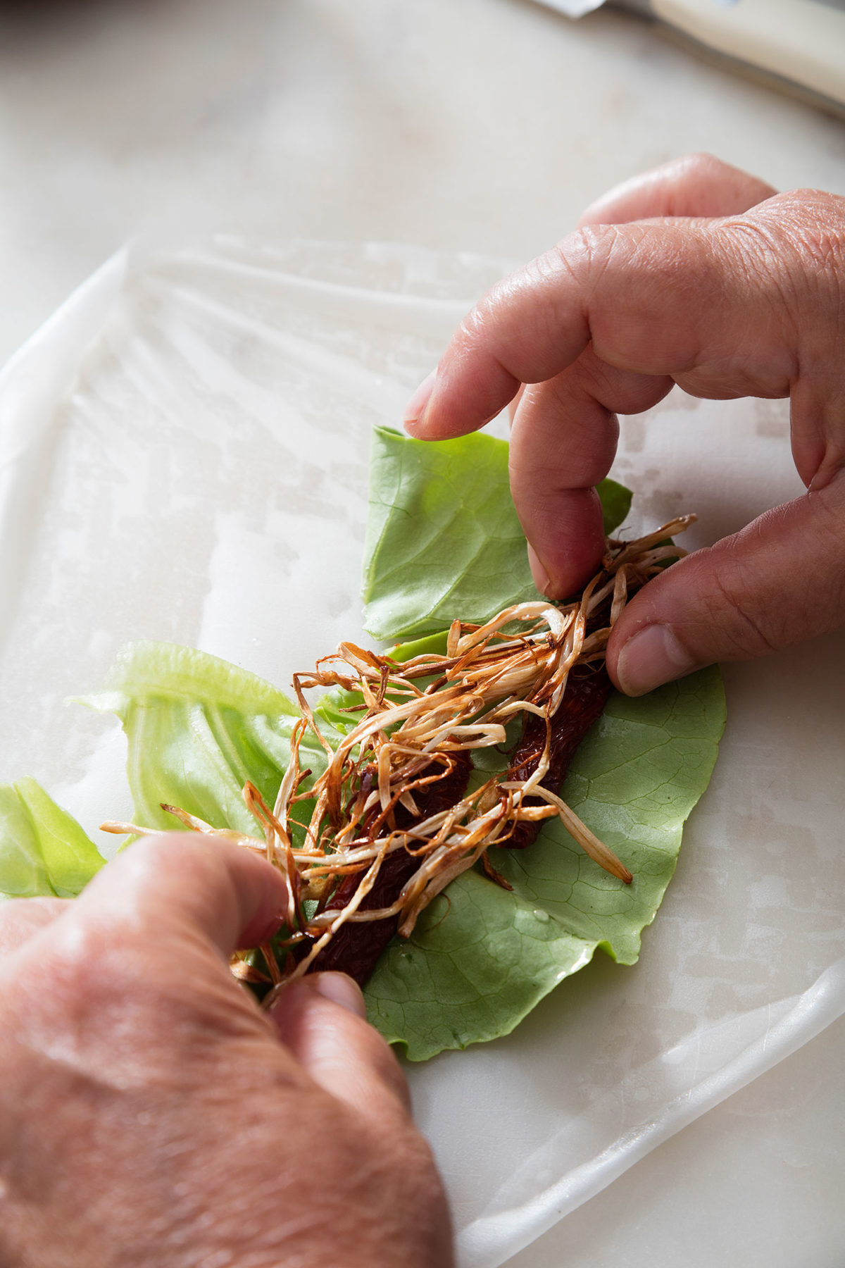 Vegan “Baby Eel” Rolls with Tomato and Porcini Mushroom Sauce by Anna Alós — Delicious & Sons