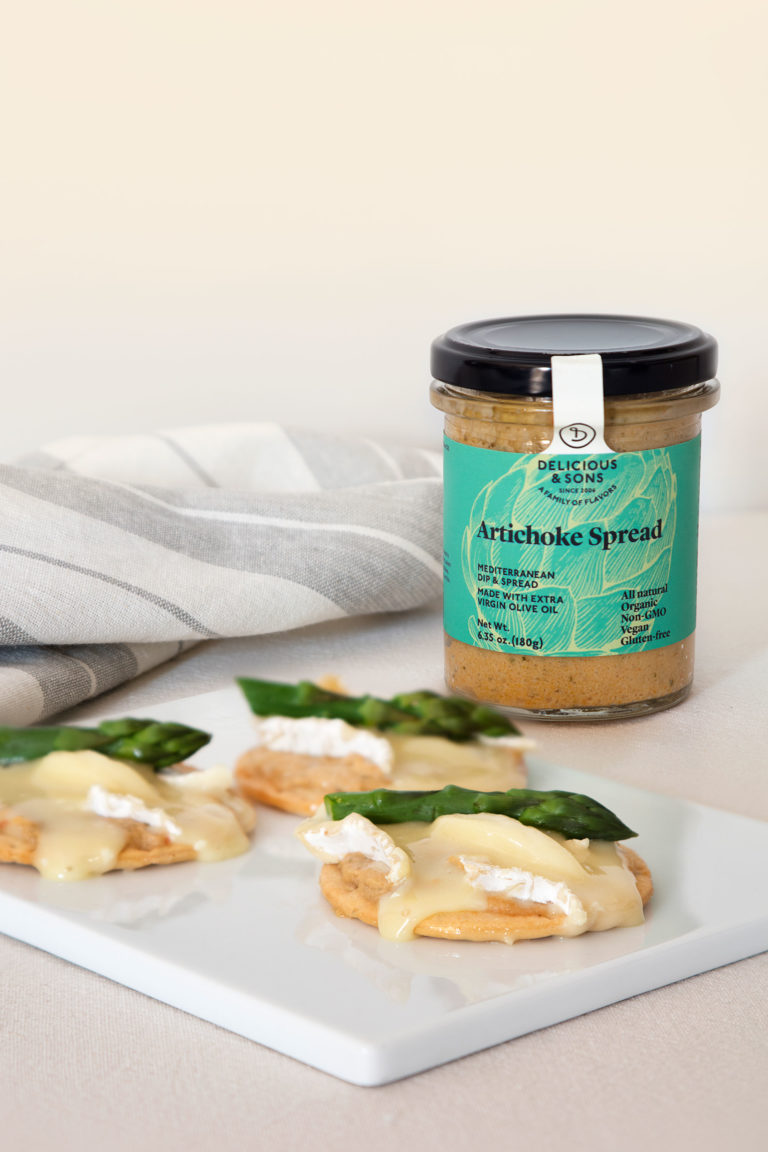 Brie and Artichoke Spread Crostini by Isabel Tutusaus — Delicious & Sons