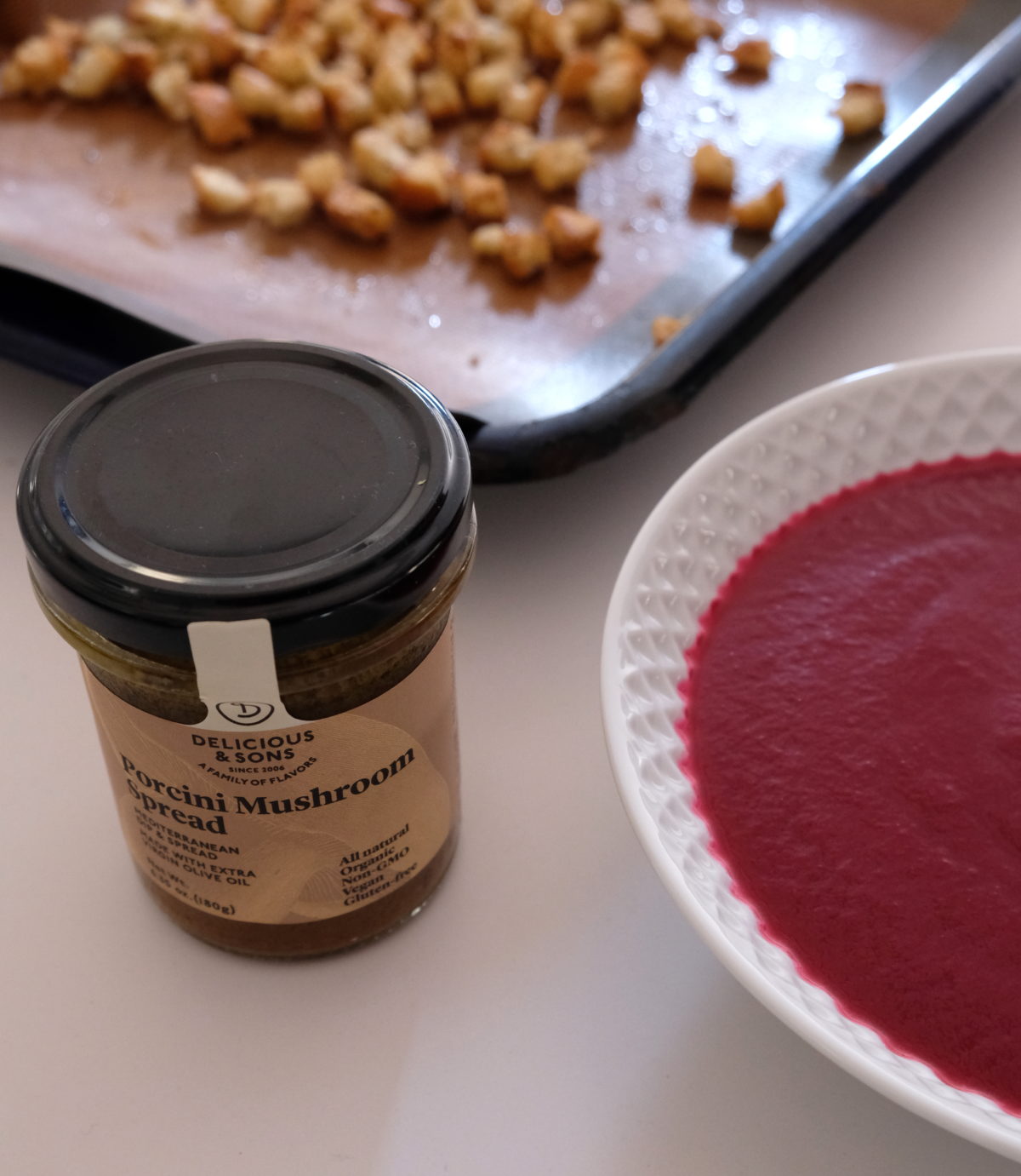 Beetroot Cream with Porcini Croutons by Ricky Mandle — Delicious & Sons