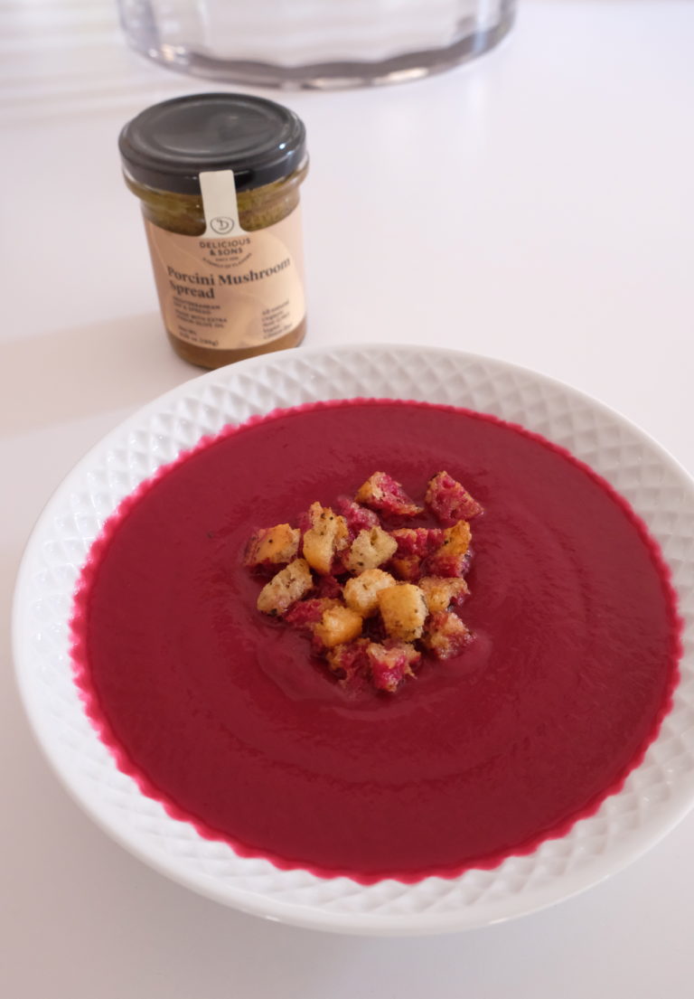 Beetroot Cream with Porcini Croutons by Ricky Mandle — Delicious & Sons