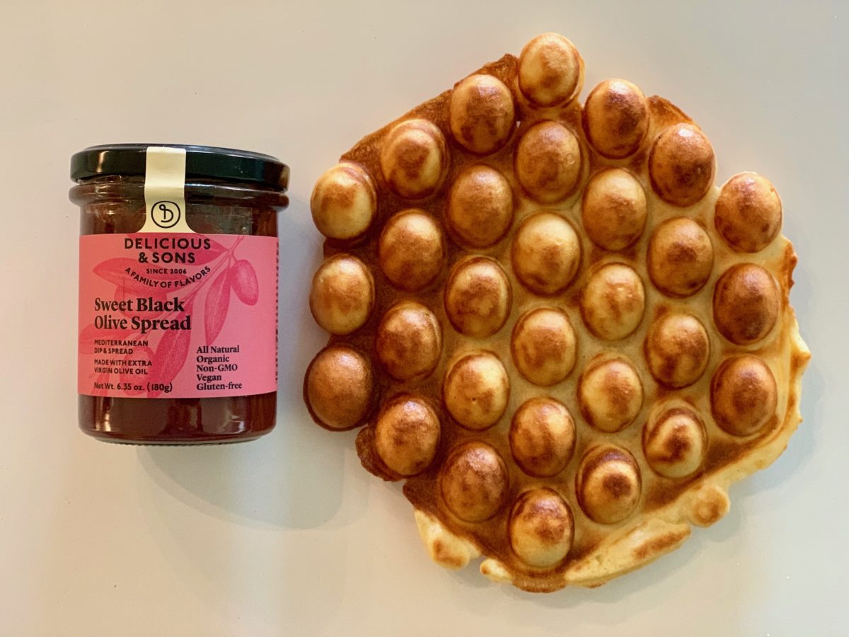 Gluten-Free Bubble Waffle with Sweet Olive Tapenade — Delicious & Sons