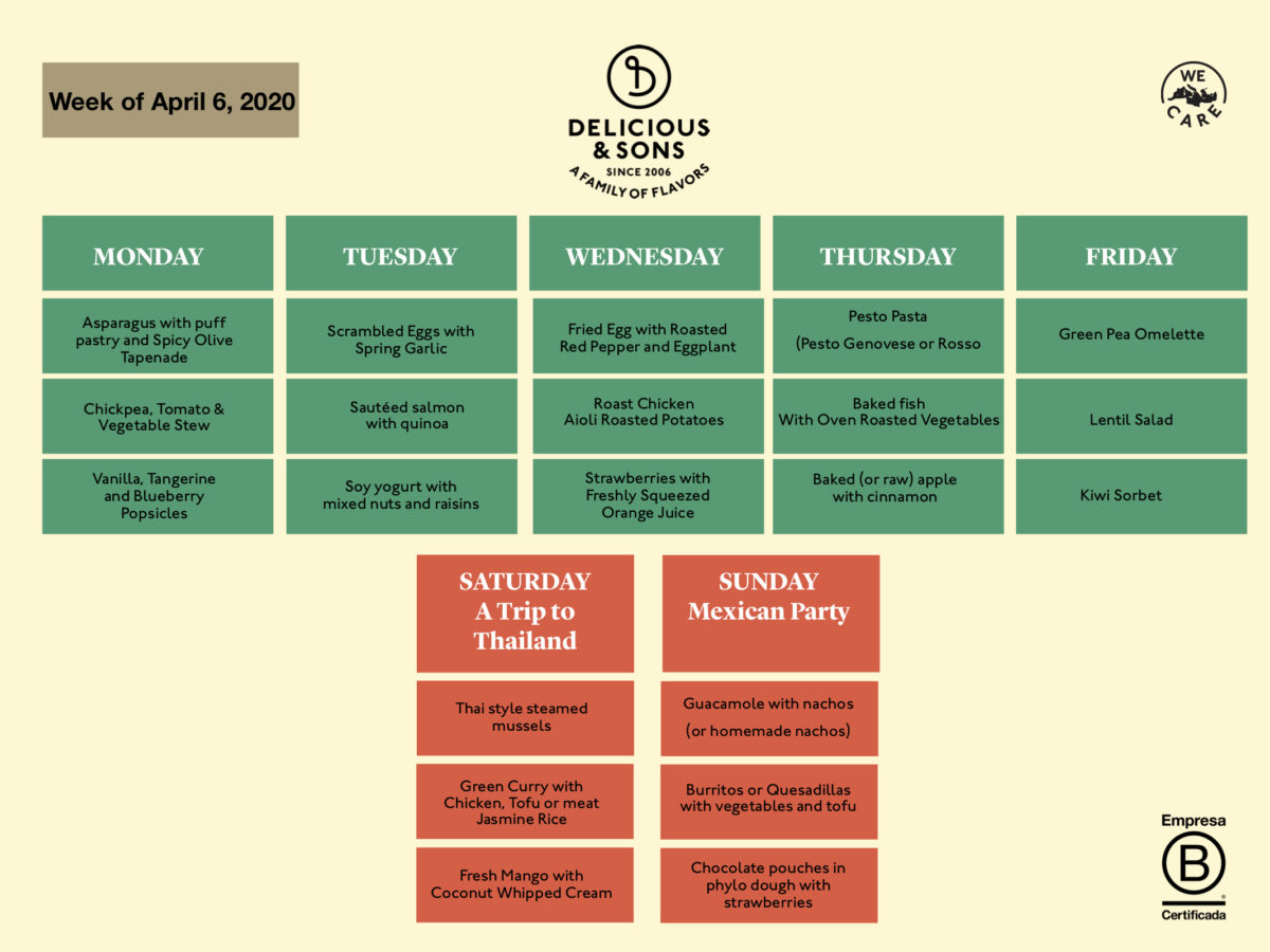 Weekly Menu for Home Confinement: Healthy Tips — Delicious & Sons