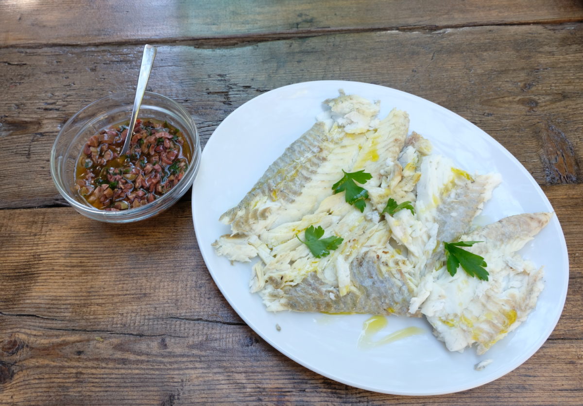 Oven Roasted Turbot with Spicy Olive Lemon Sauce — Delicious & Sons